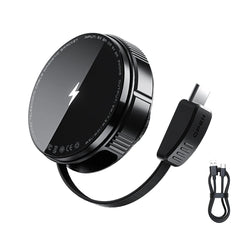 Magnetický držiak na mobil s 15W bezdrôtovým nabíjaním a výsuvným káblom 
