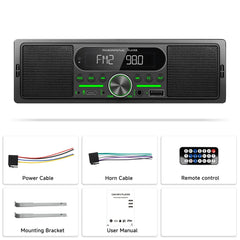 1 DIN autorádio so zabudovaným reproduktorom, Bluetooth, FM/AM a MP3 prehrávačom 