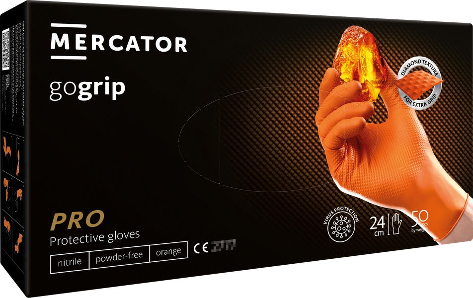 Orange GoGrip nitrilhandsker i størrelse S