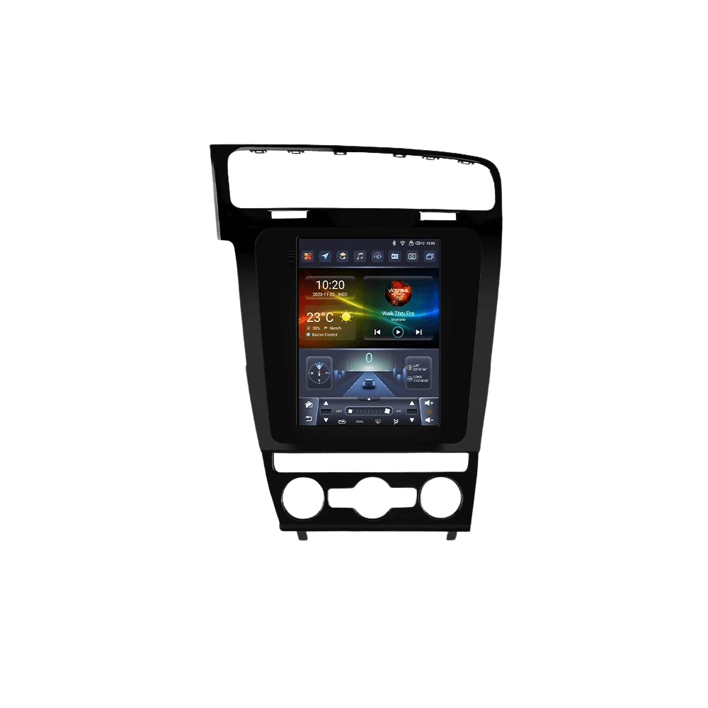 VW Golf 13–17 – 9,7” Radio m. Apple CarPlay og Android Auto touchscreen med specialtilpasset ramme.