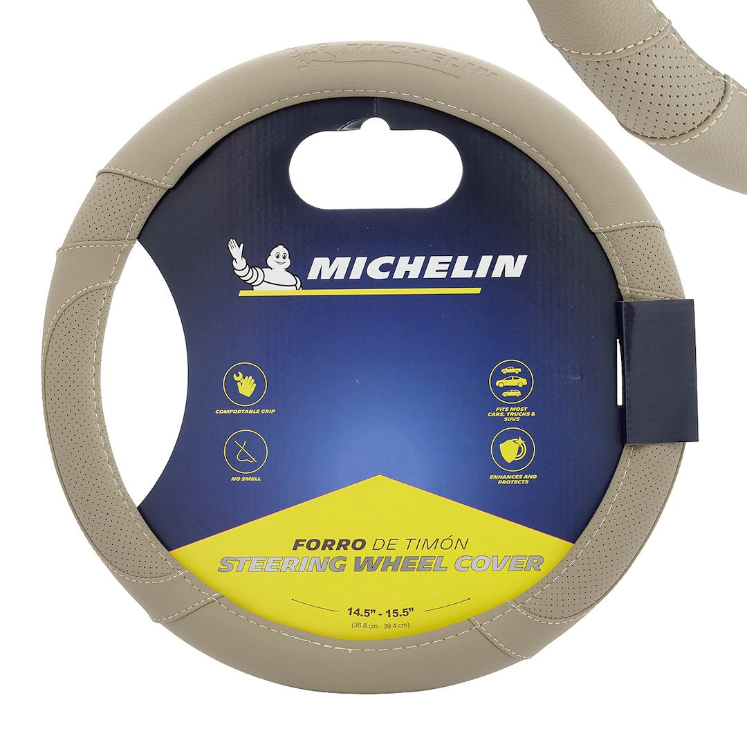 Béžový poťah na volant veľkosti M pre volant s priemerom 36,8–39,4 cm
